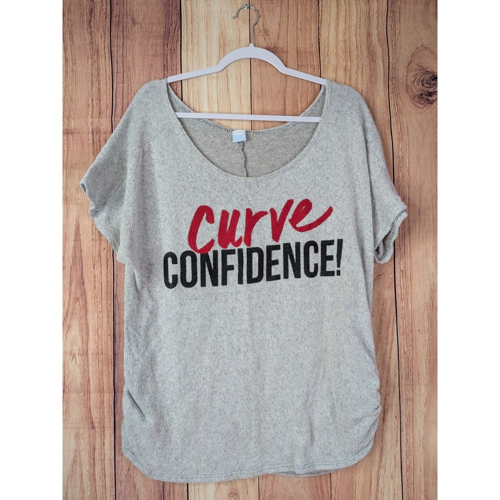 Cloudless Curve Confidence Gray Knit Short Sleeve Top Womens Plus Size 2X